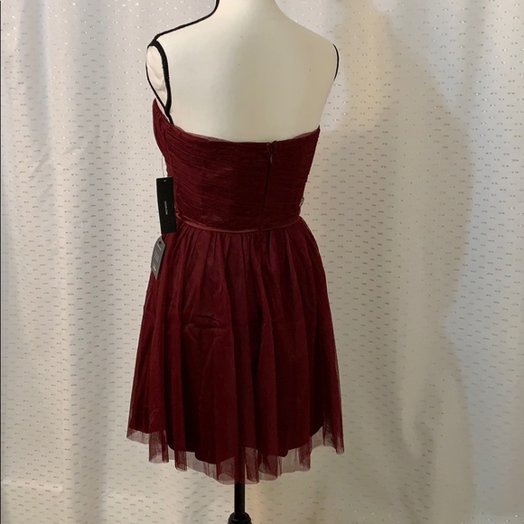 Lulus-Burgundy Tulle Strapless Skater Dress NWT - Picture 2 of 8